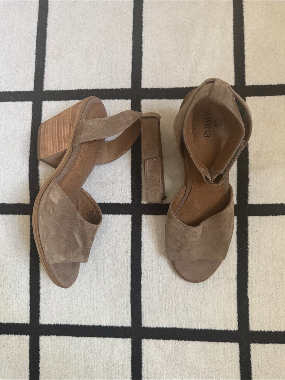 Susina Tan Suede Block Heel Sandals